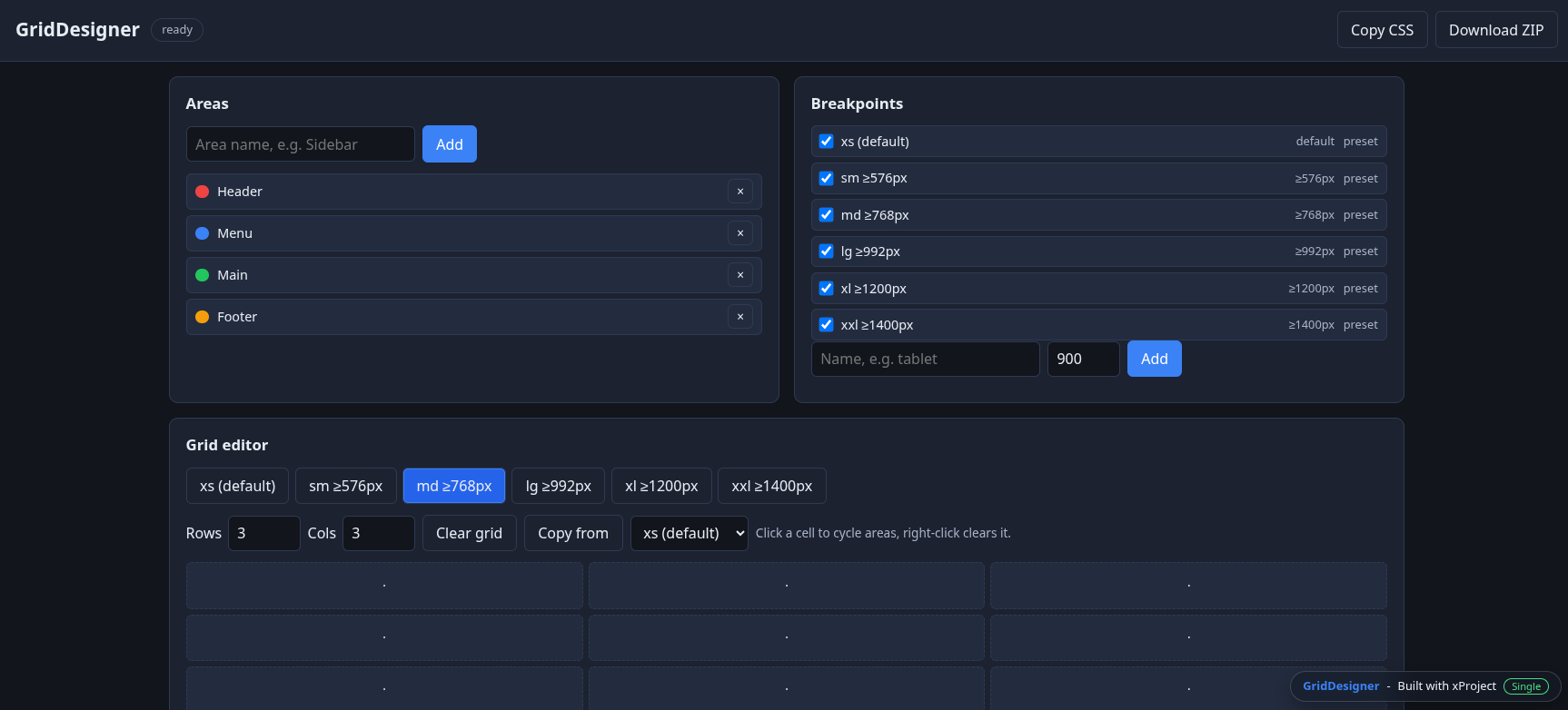 GridDesigner demo